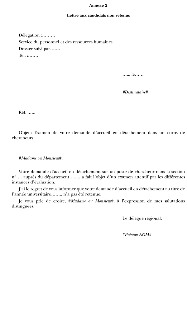 modele de lettre de detachement