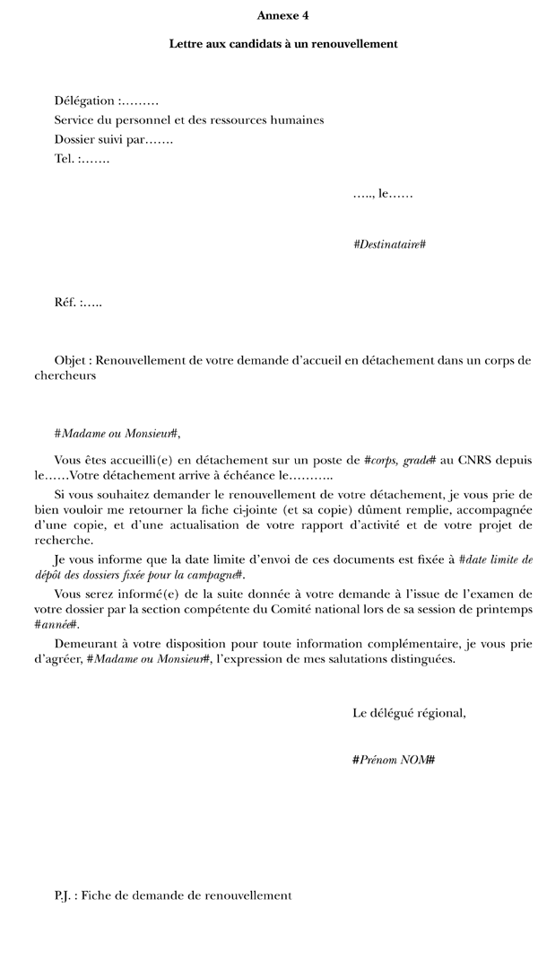 modele de lettre de detachement